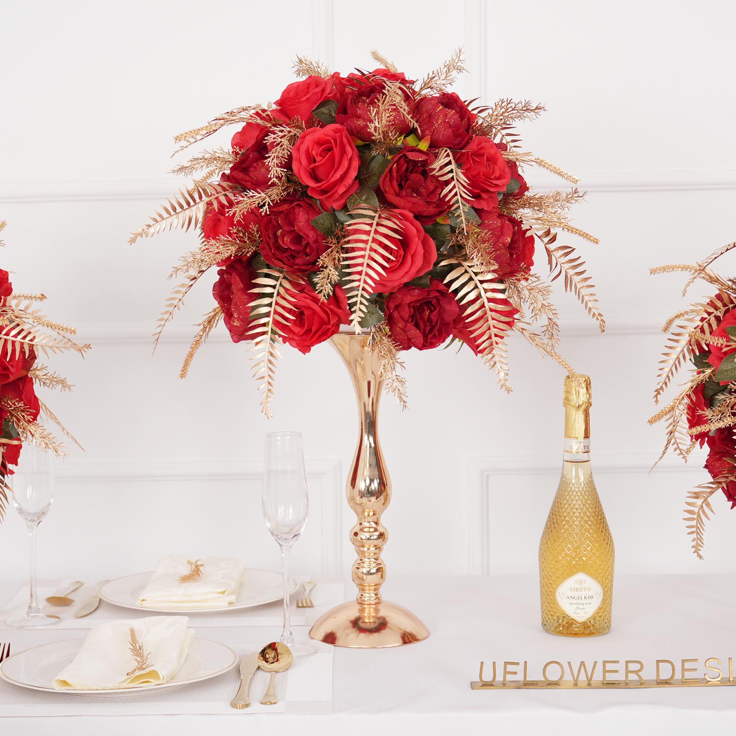 40cm Gold Red Spherical Dried Flower Arrangements 5 picture